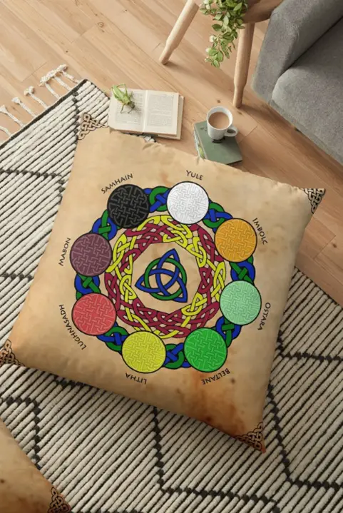 Wheel of the Year and the 8 Sabbats - Floor Pillow