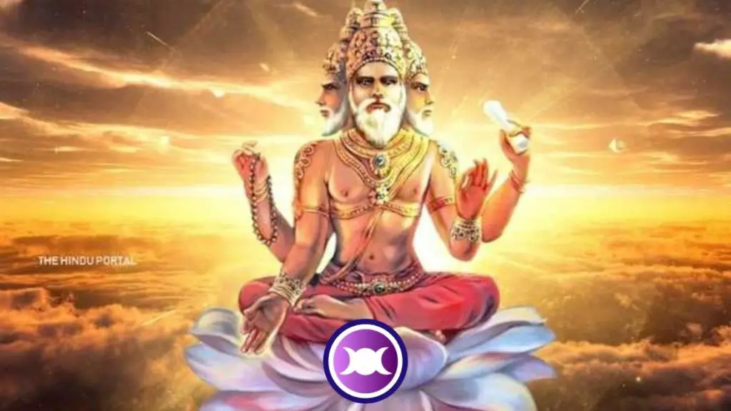An illustration showing the Hindu God Brahma