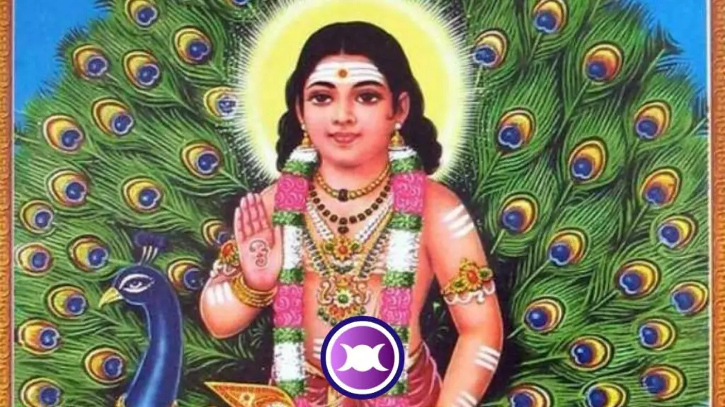Illustration showing Kartikeya, the Hindu God of War