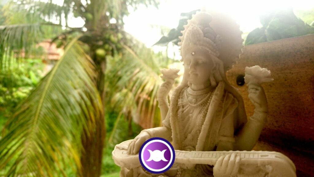 A photo of my statue of Saraswati