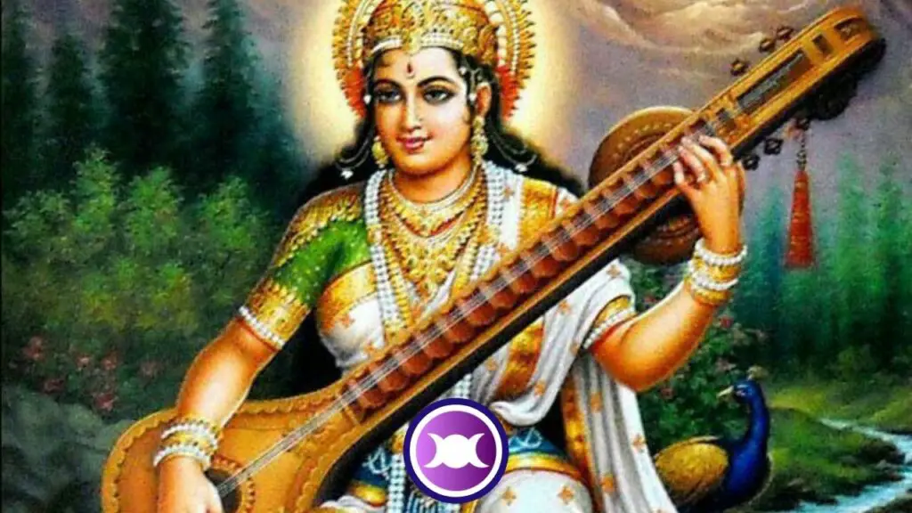 A two handed depiction of Saraswati Goddess
