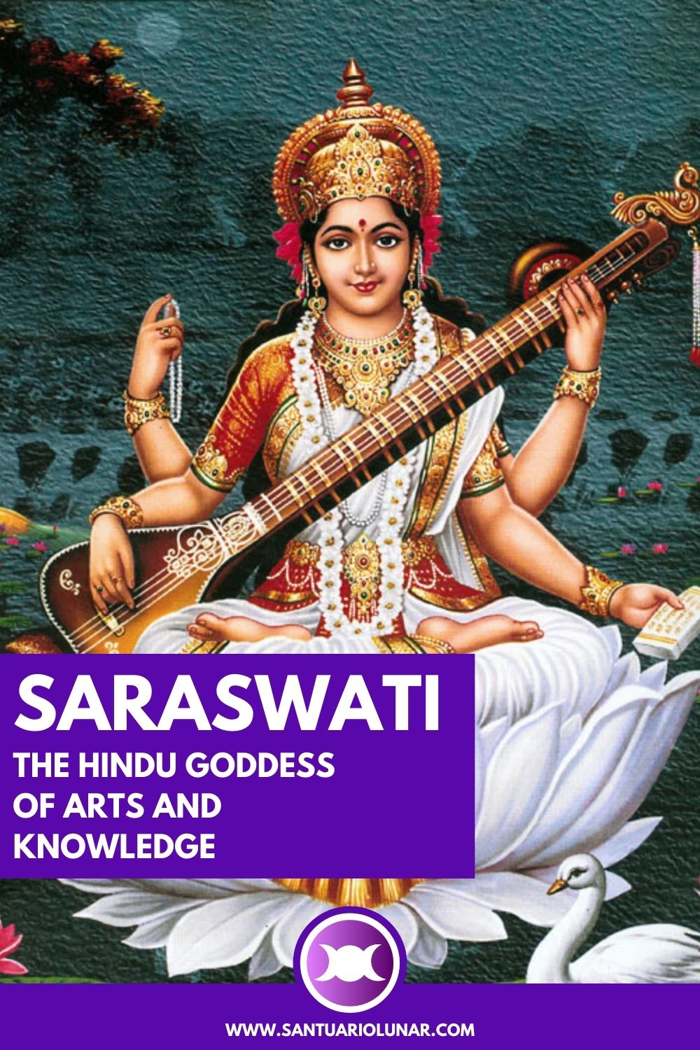 A white Saraswati for Pinterest
