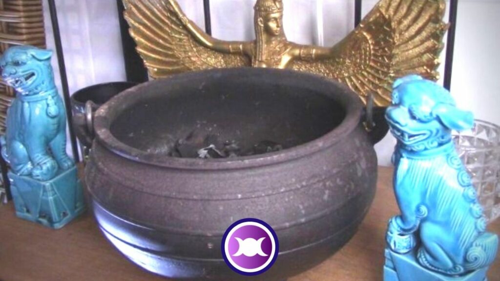 A picture of the cauldron I use for this full moon spell