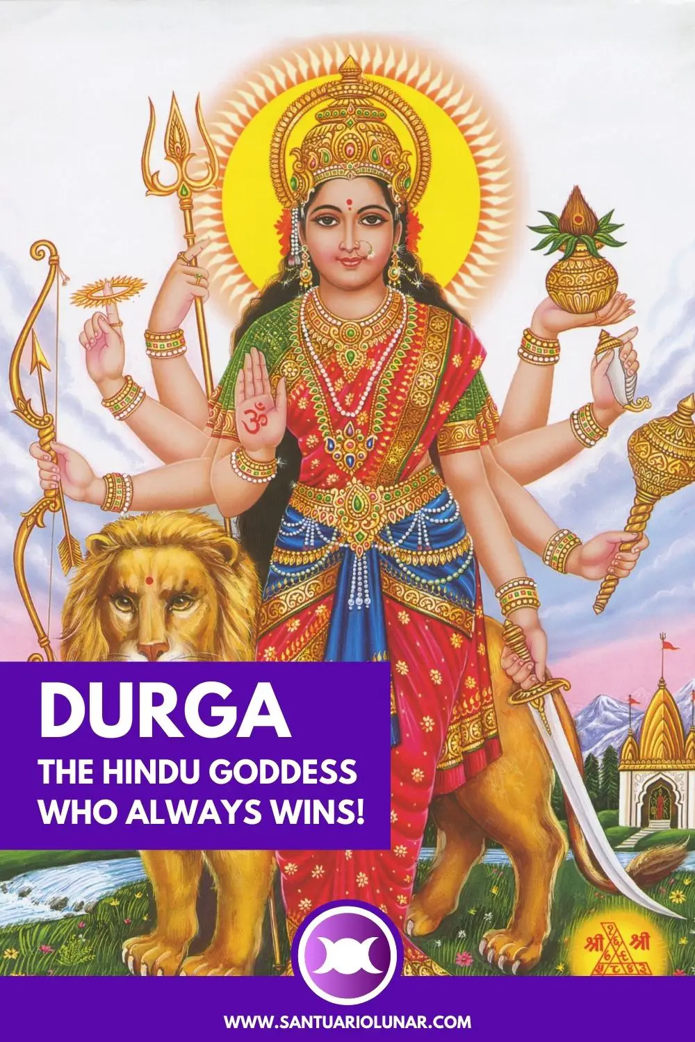 Classic depiction of Durga for Pinterest
