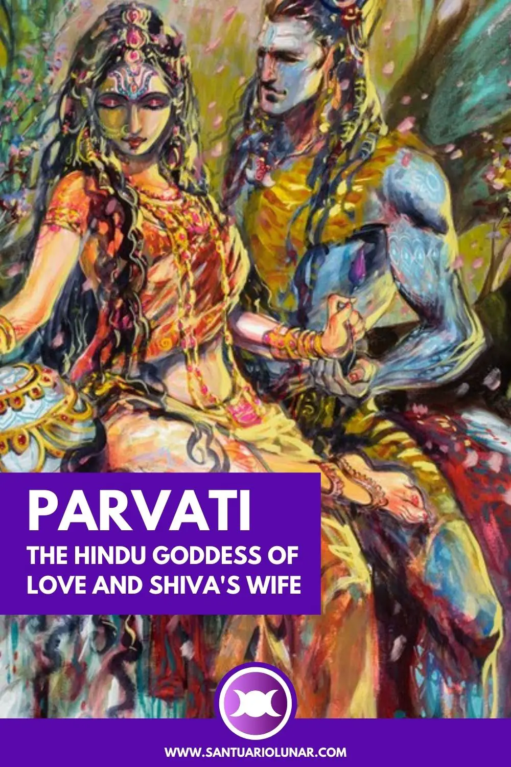 A Pin for Pinterest with Abhishek's painting of Parvati and Shiva