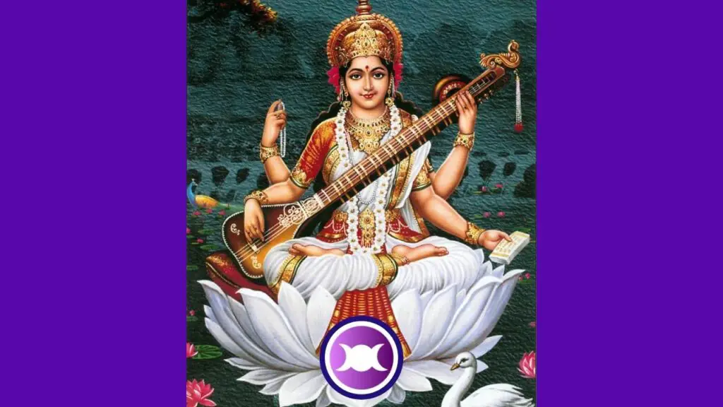 Saraswati Goddess and the objects she holds