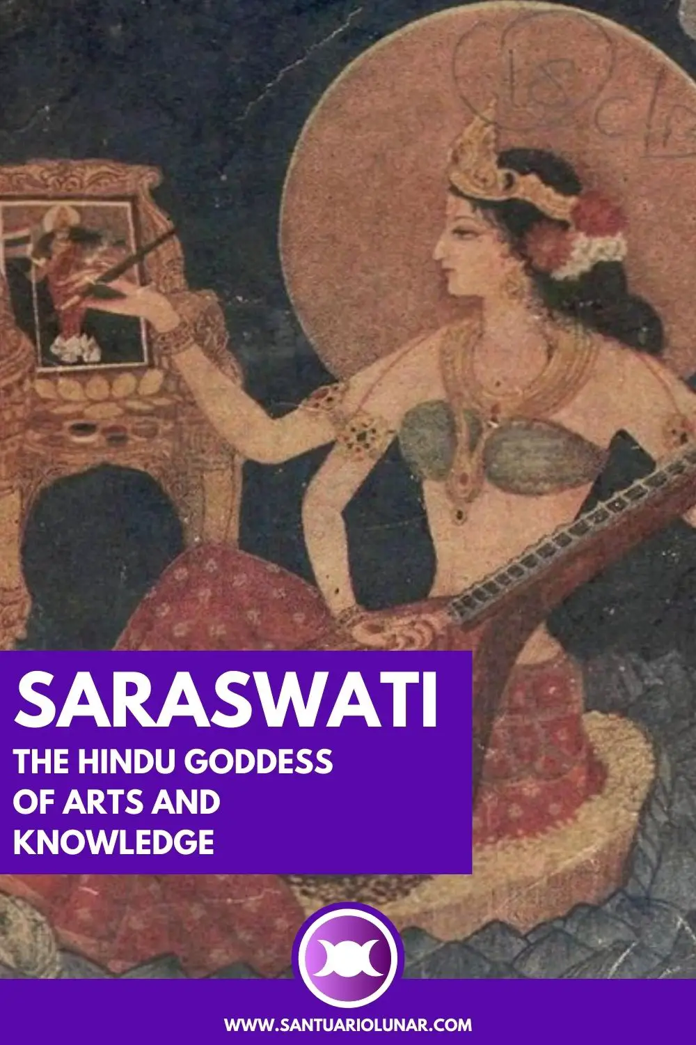 Saraswati painting an artwork for Pinterest