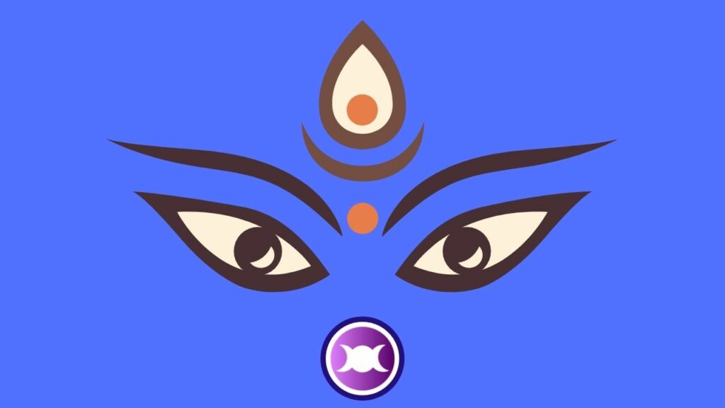 An illustration showing the 3 eyes of Goddess Kali