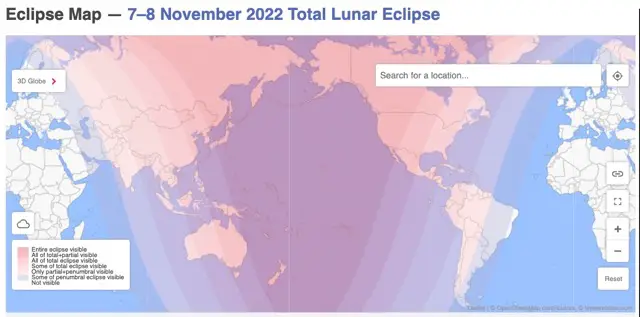 Blood Moon November 7th 8th, 2022 Map