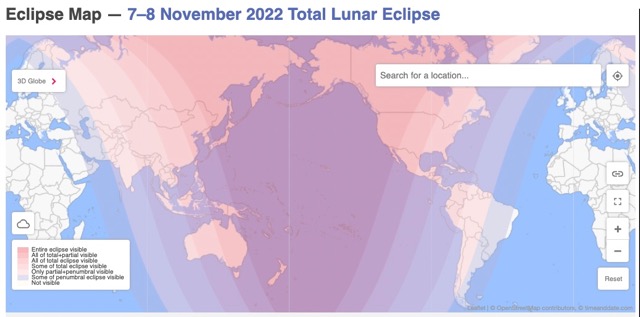 Blood Moon November 7th 8th, 2022 Map